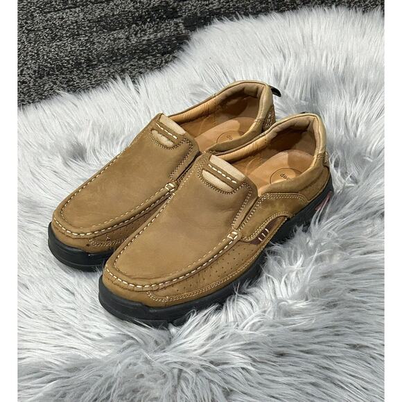 VENSHINE‎ Mens Walking Shoes Leather Lightweight Breathable Casual Slip 7.5 NEW - Picture 1 of 10